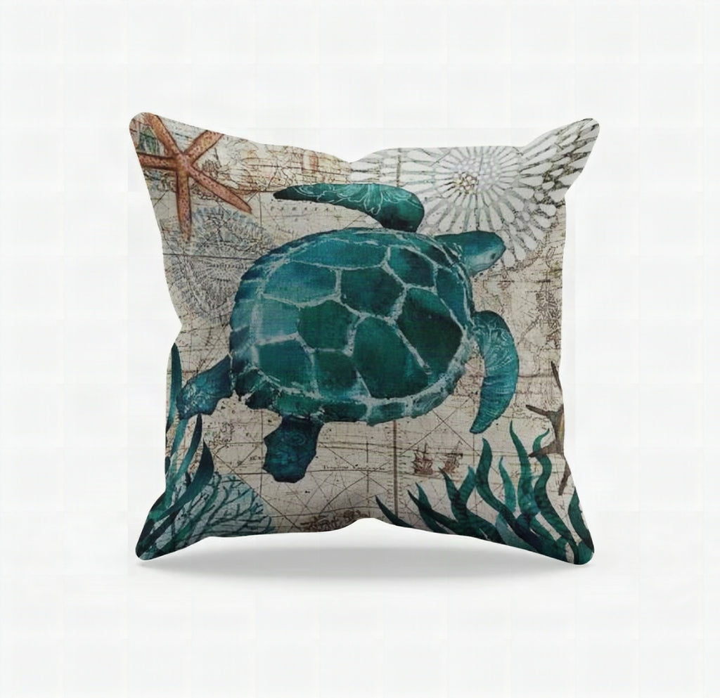 Funda de cojín con motivos marinos para decoración