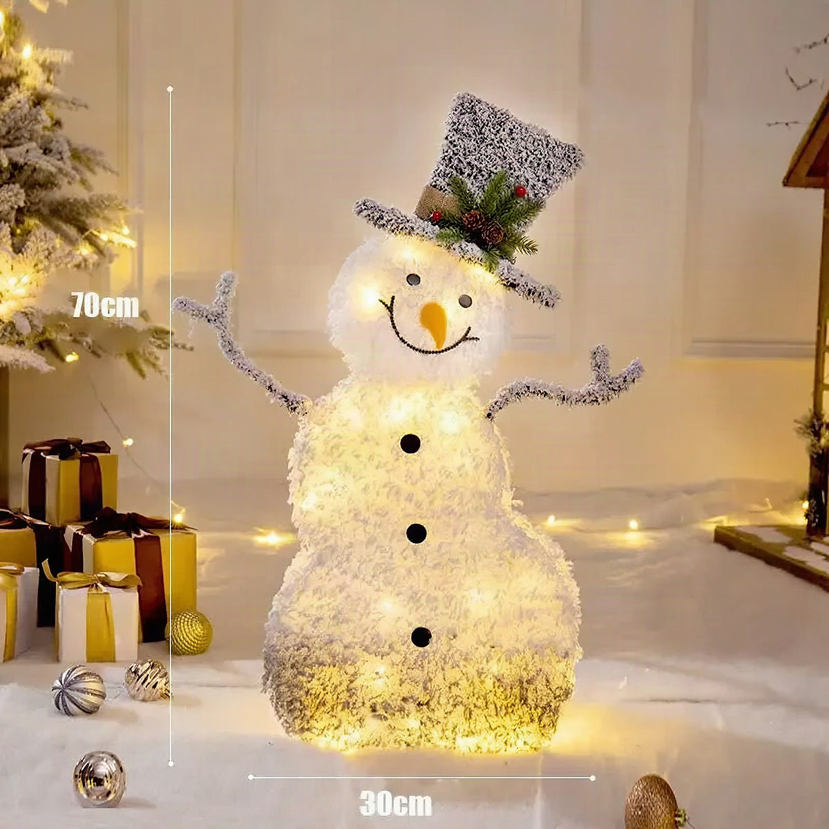 Adorno navideño LED de árbol, muñeco de nieve o caja de regalo