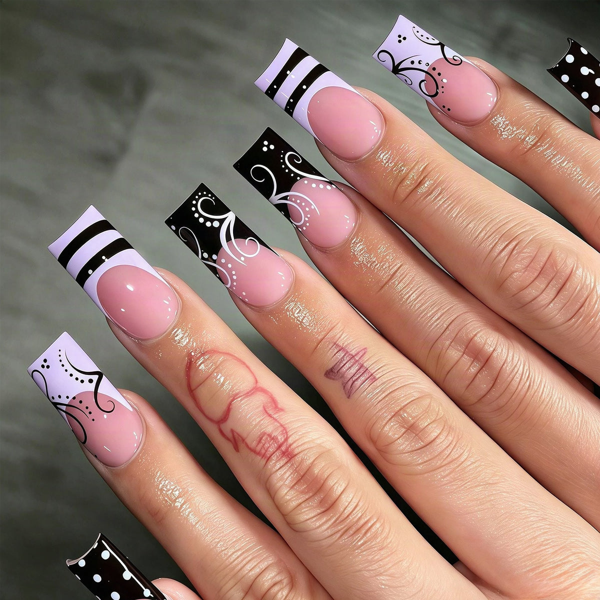 Set de uñas cuadradas artísticas