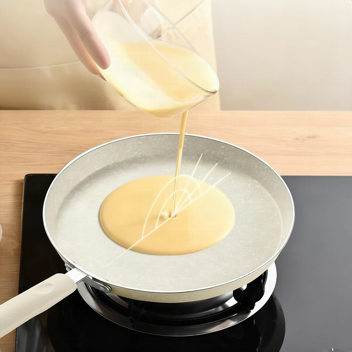 Sartén con tapa de cristal y fondo de hierro fundido