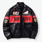 Chaqueta de cuero Ferrari Vintage de carreras – Unisex – Retro (oversize)
