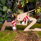 Escultura de madera para amantes de las mascotas — Figura decorativa perro y familia