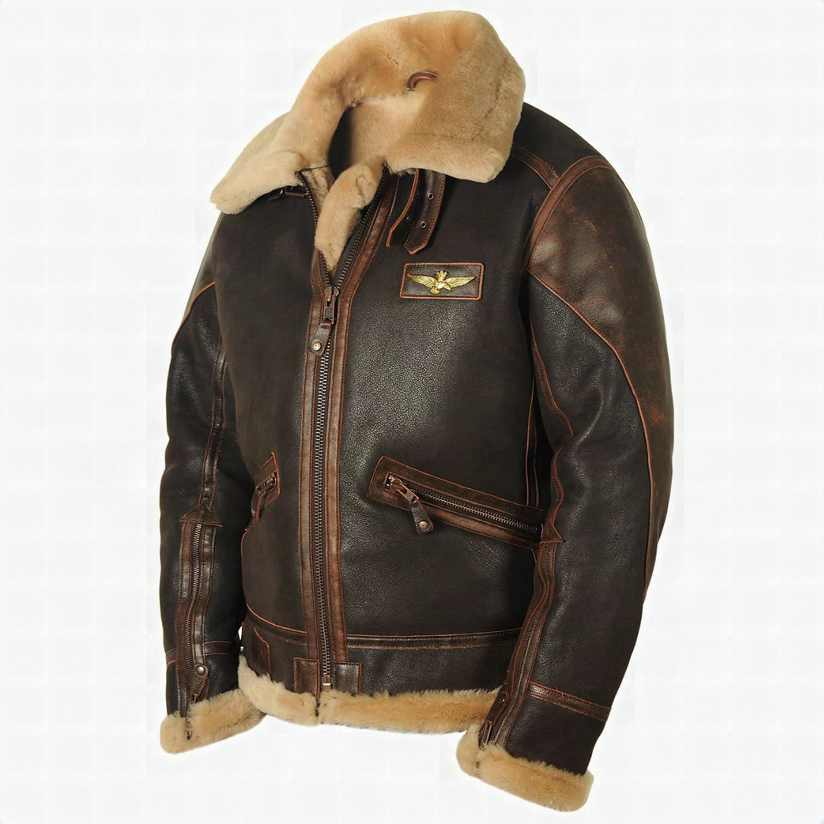 Bomber masculina con cuello de borreguillo y forro de felpa para hombre