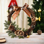 Corona de Navidad decorativa con anilla de mimbre