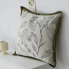 Funda de cojín jacquard verde crema 45×45 cm – Decoración elegante para sofá y silla