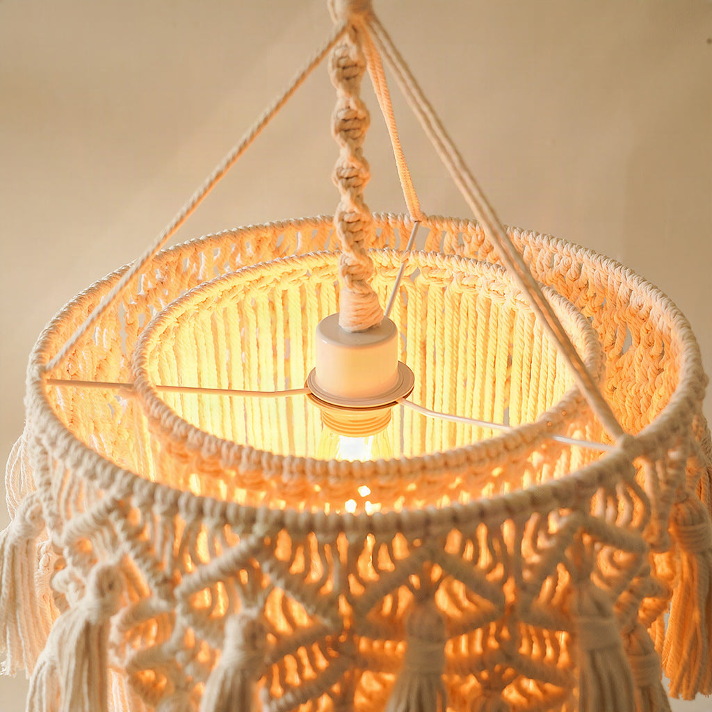 Lámpara colgante decorativa de macramé