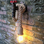 Aplique de pared industrial con grifo negro de hierro, 1 luz, con cable y enchufe