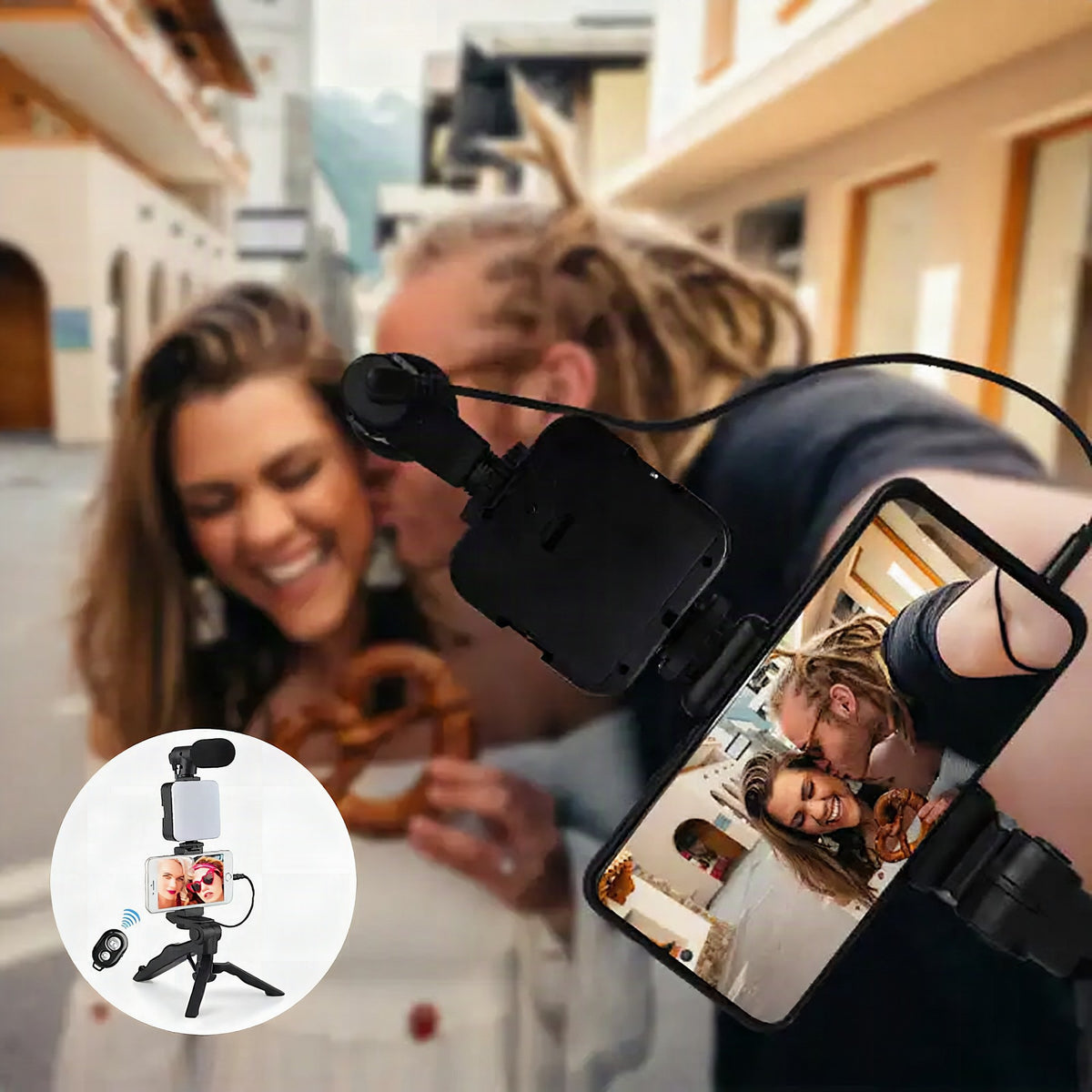 Kit de iluminación con micrófono para vlogging