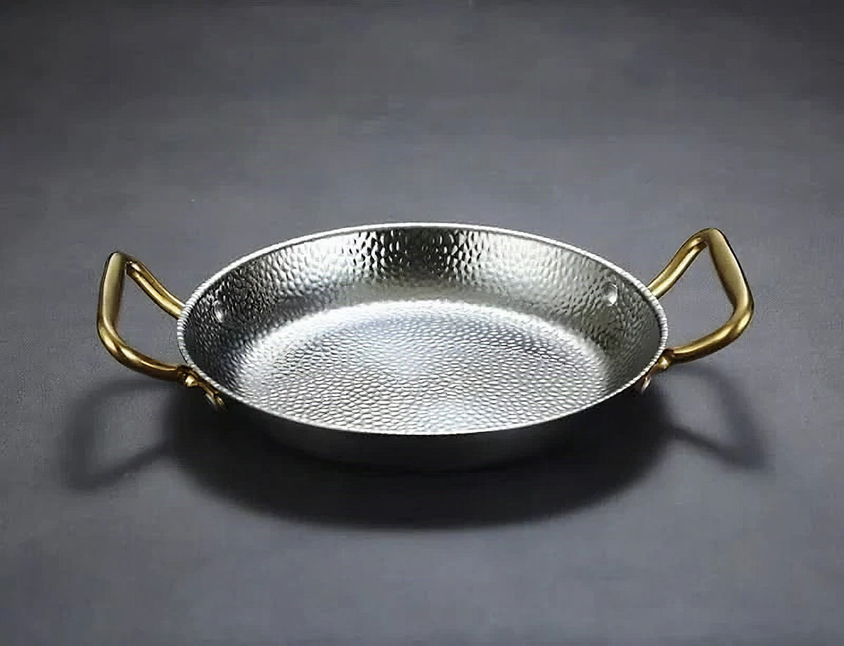 Cacerola de acero inoxidable martillado para guisos, salsas y cocina versátil