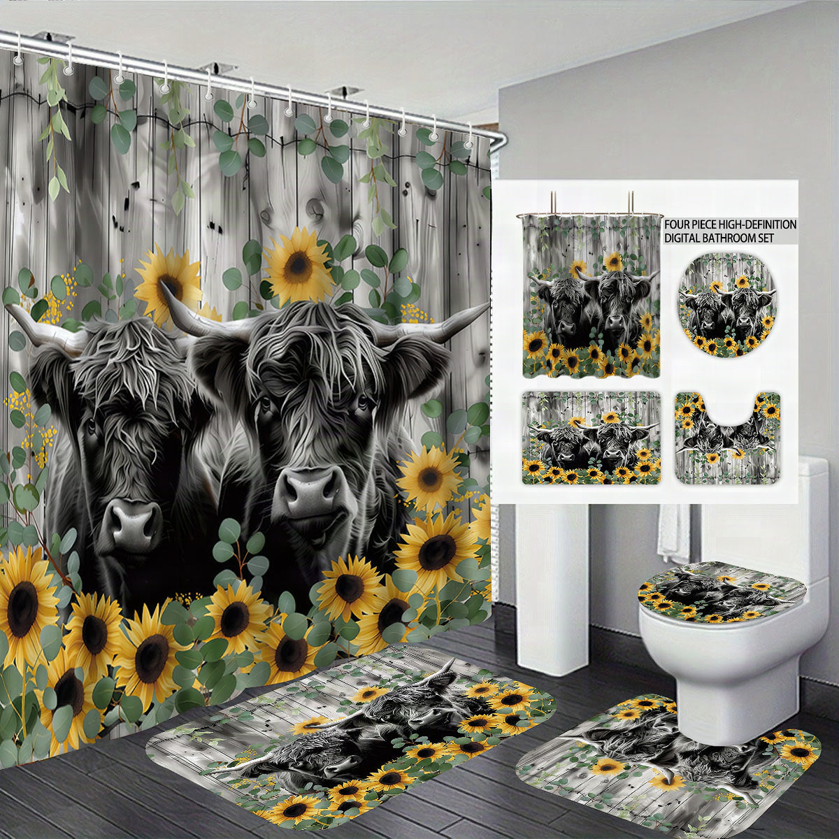 Conjunto de baño con estampado floral digital