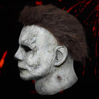 Máscara de terror realista para Halloween con cuchillo de atrezzo