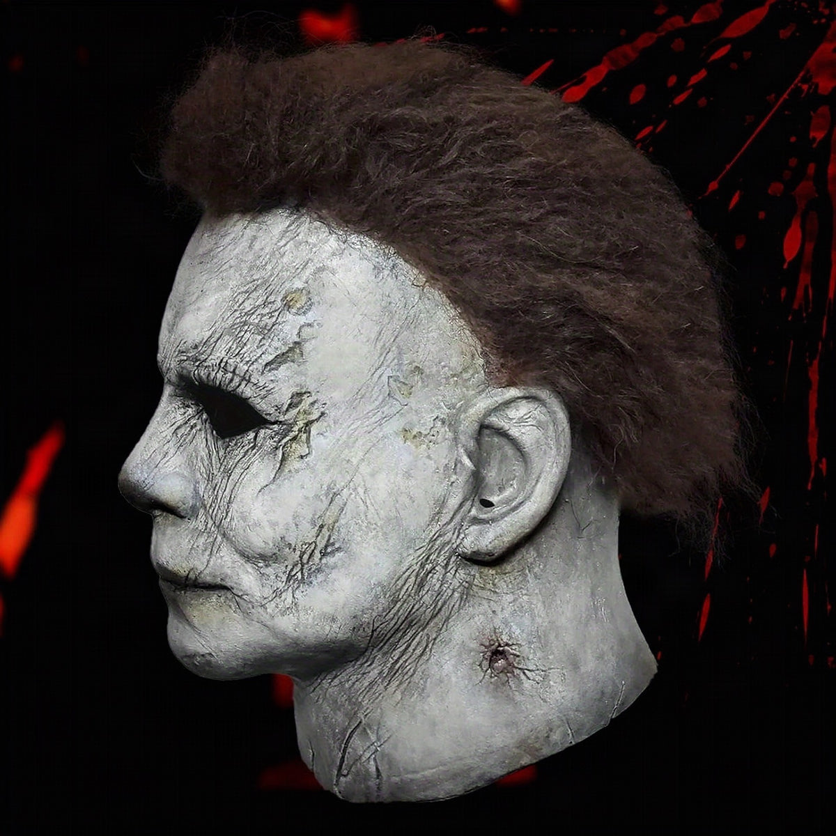 Máscara de terror realista para Halloween con cuchillo de atrezzo