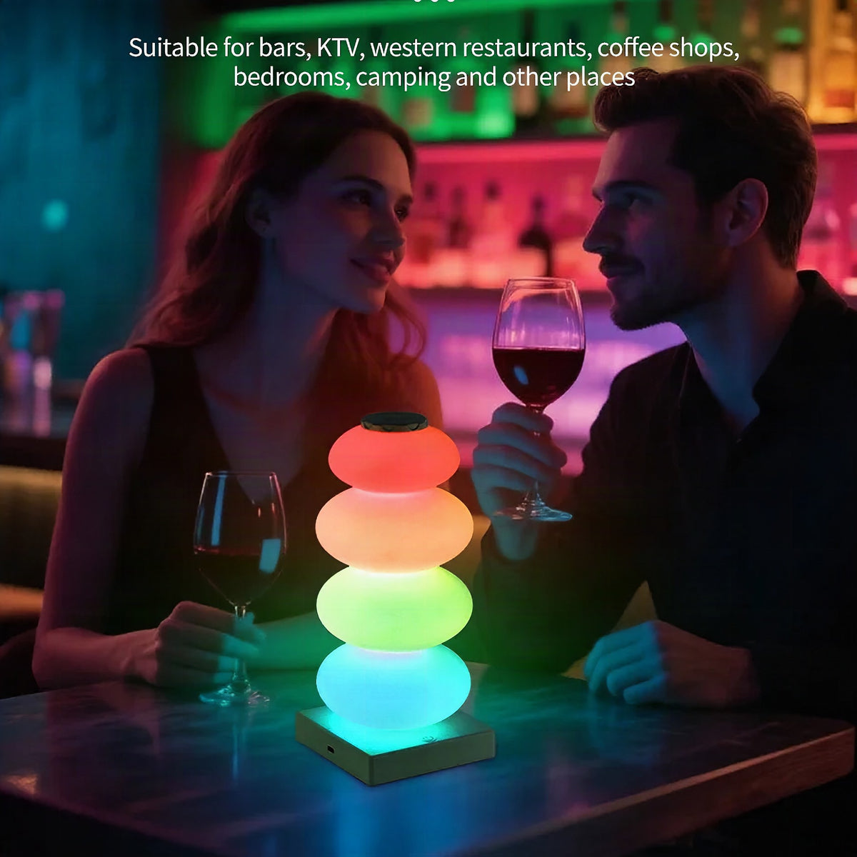 Lámpara LED de mesa AuraGlow con 16 colores RGB y luz cálida