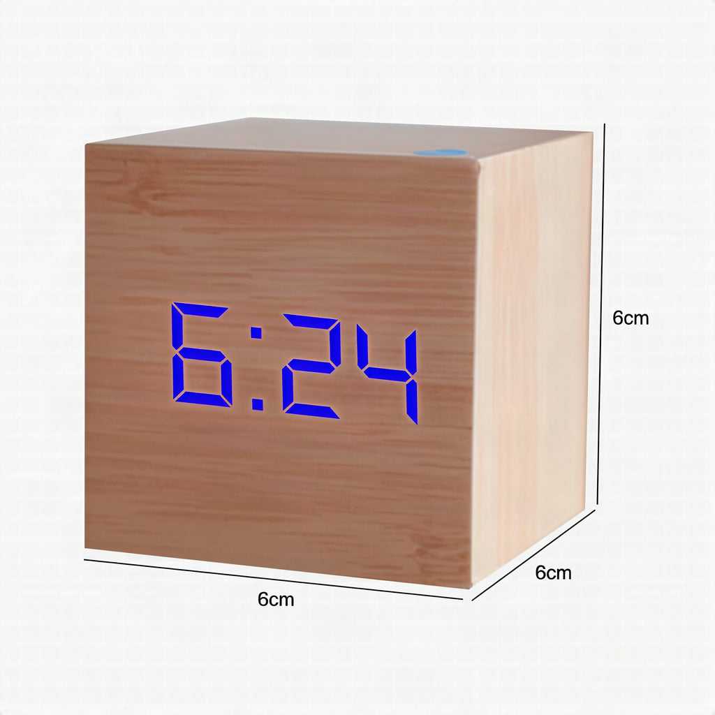Reloj despertador LED digital de madera elegante