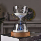 Reloj de arena decorativo de madera y cristal