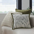 Funda de cojín jacquard verde crema 45×45 cm – Decoración elegante para sofá y silla
