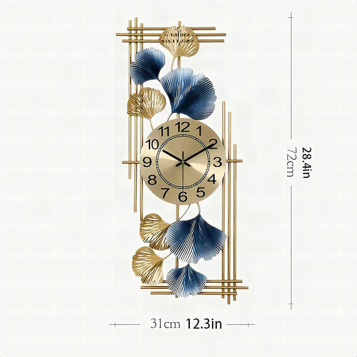 Reloj de pared artístico con hojas de ginkgo