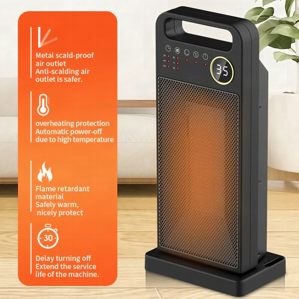 Calefactor eléctrico de 2000 W con mando a distancia y pantalla táctil