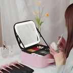 Neceser de maquillaje con espejo LED y luz integrada para un acabado perfecto en cualquier lugar