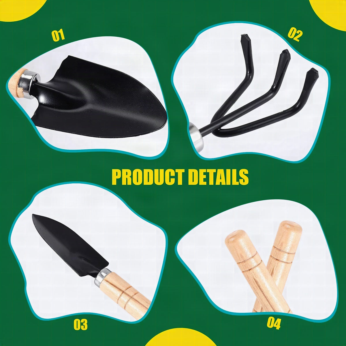 Set de 3 herramientas mini de jardín Planturio con mango de madera