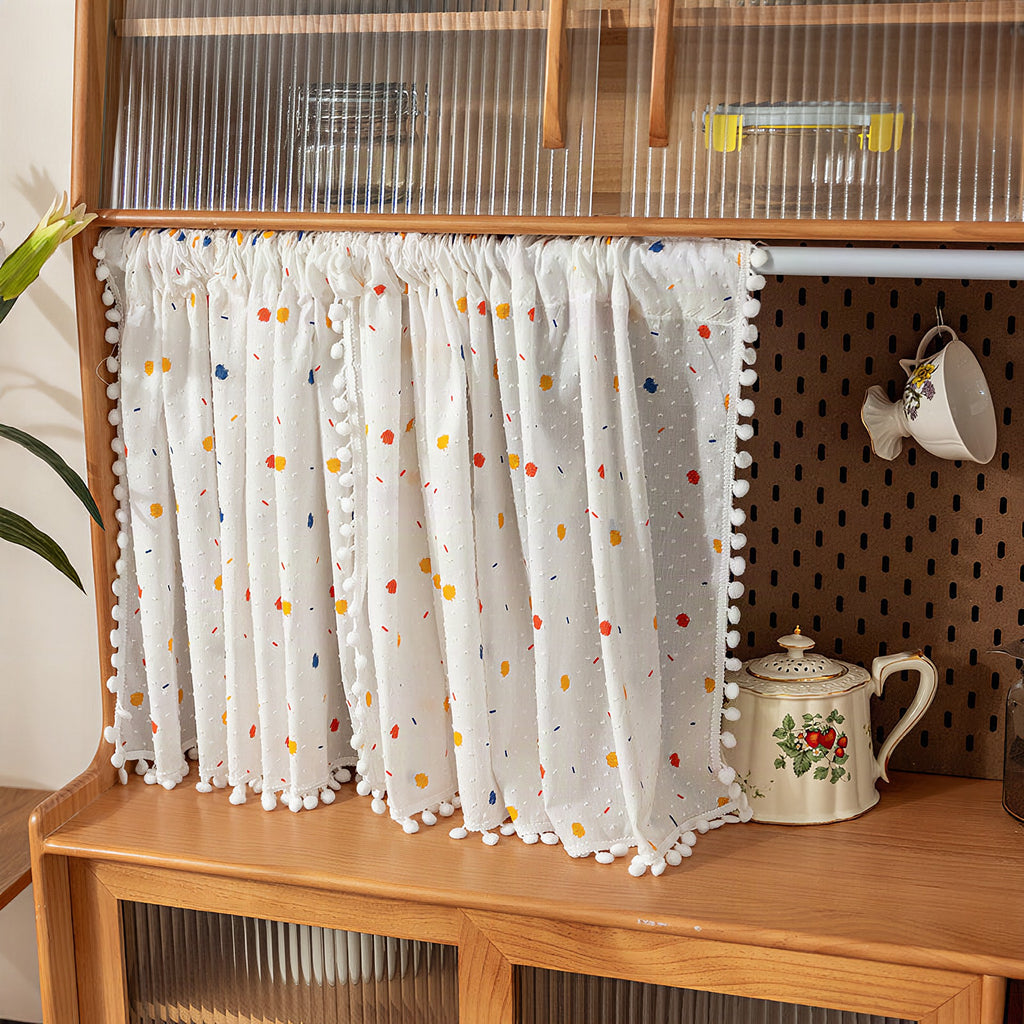 Cortina decorativa de cocina con estampado de fresas