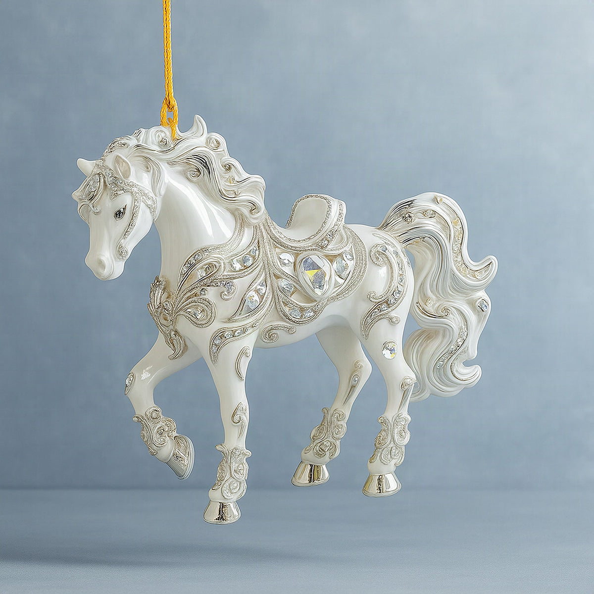 Adorno navideño de caballo con brillantes de acrílico para árbol