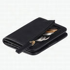 Cartera compacta con cremallera para tarjetas y monedas acabado saffiano