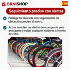 Detalle de rastreador GPS compacto mostrando compatibilidad con aplicaciones Find My en smartphone