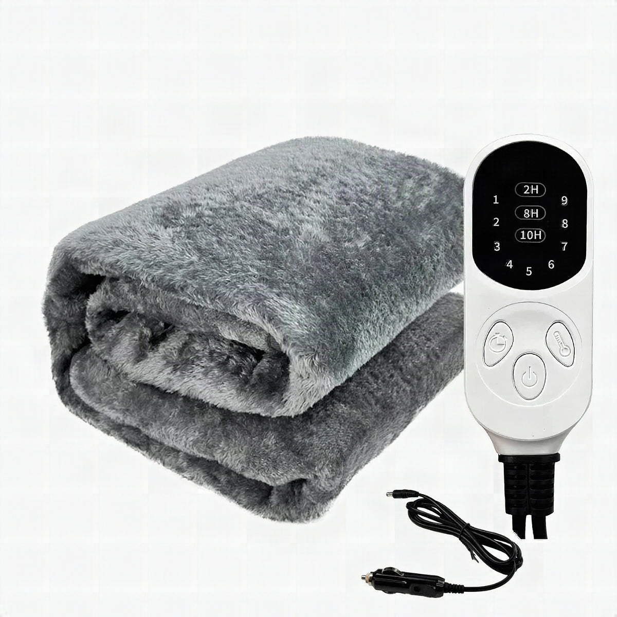 Manta eléctrica calefactable 12 V con control de temperatura y temporizador – 9 niveles de calor