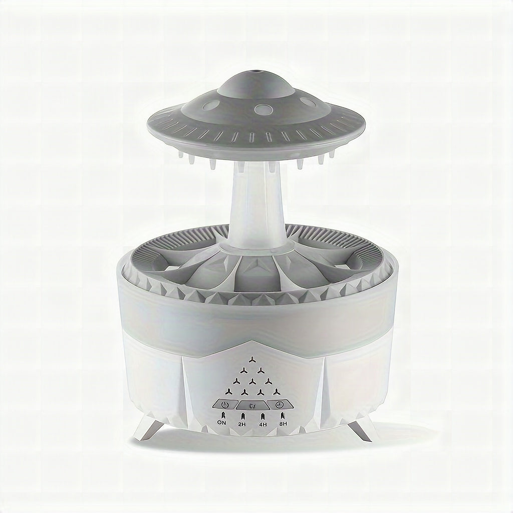 Difusor de aceites esenciales con efecto lluvia, luz LED y humidificador