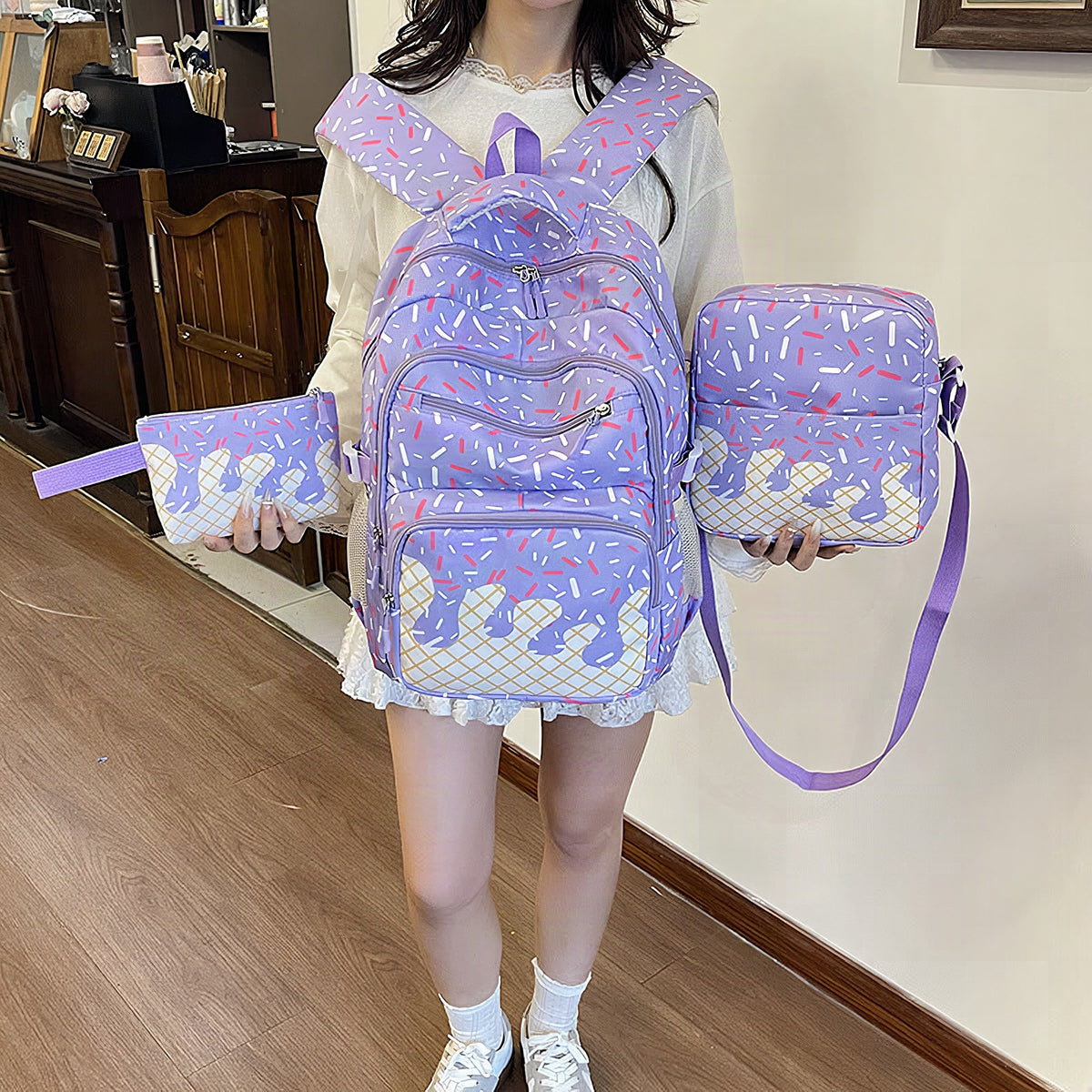 Mochila estampada impermeable de 56–75 L