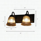 Aplique de pared industrial con campana de cristal texturizado en negro