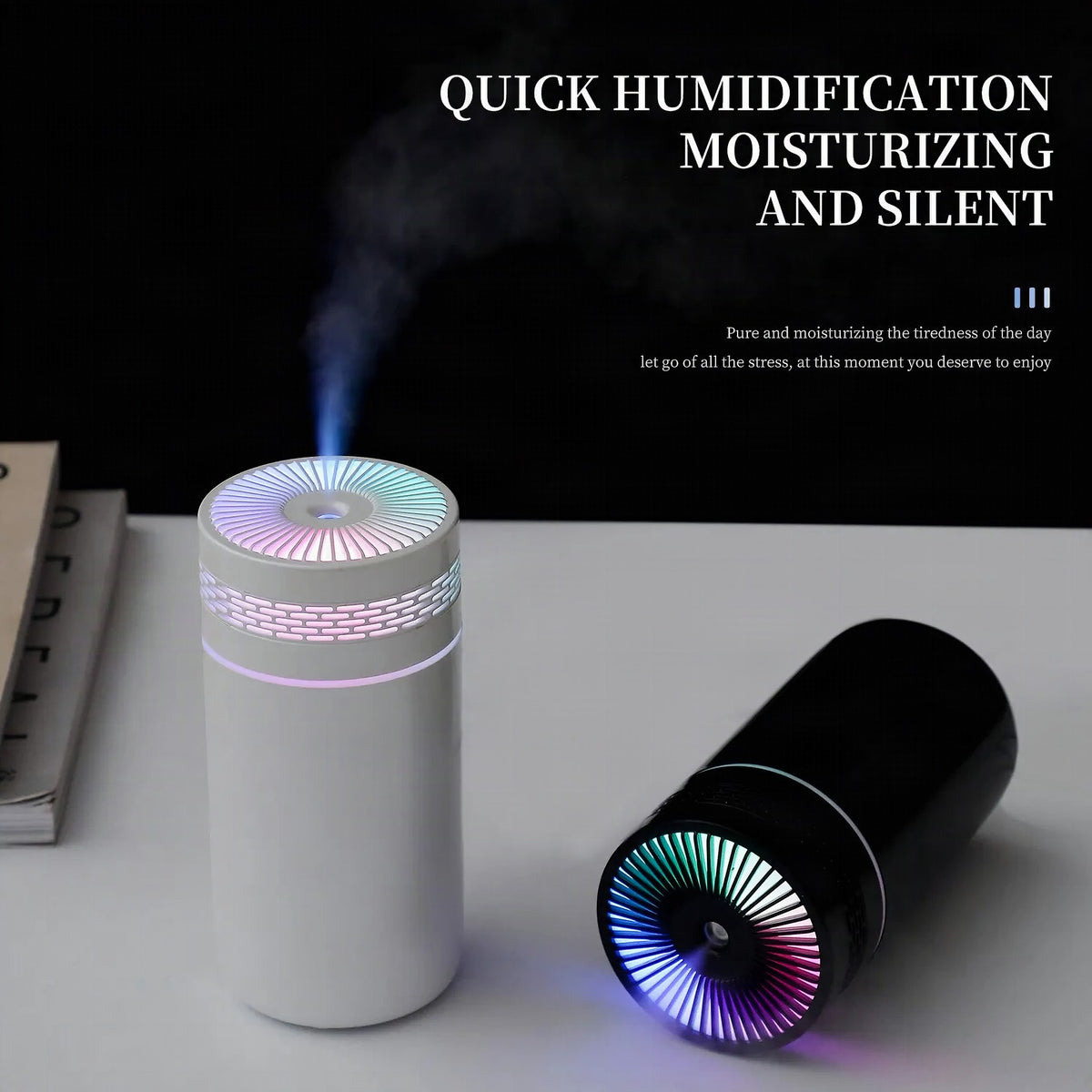 Humidificador portátil para coche 250 ml con difusor de aceites esenciales USB y LED