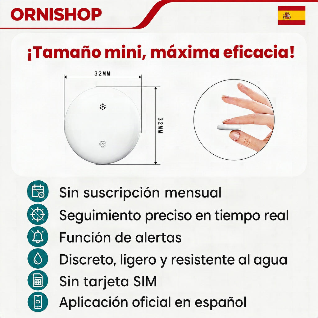 Dispositivo GPS compacto para perros y gatos compatible con Apple y Android Find My