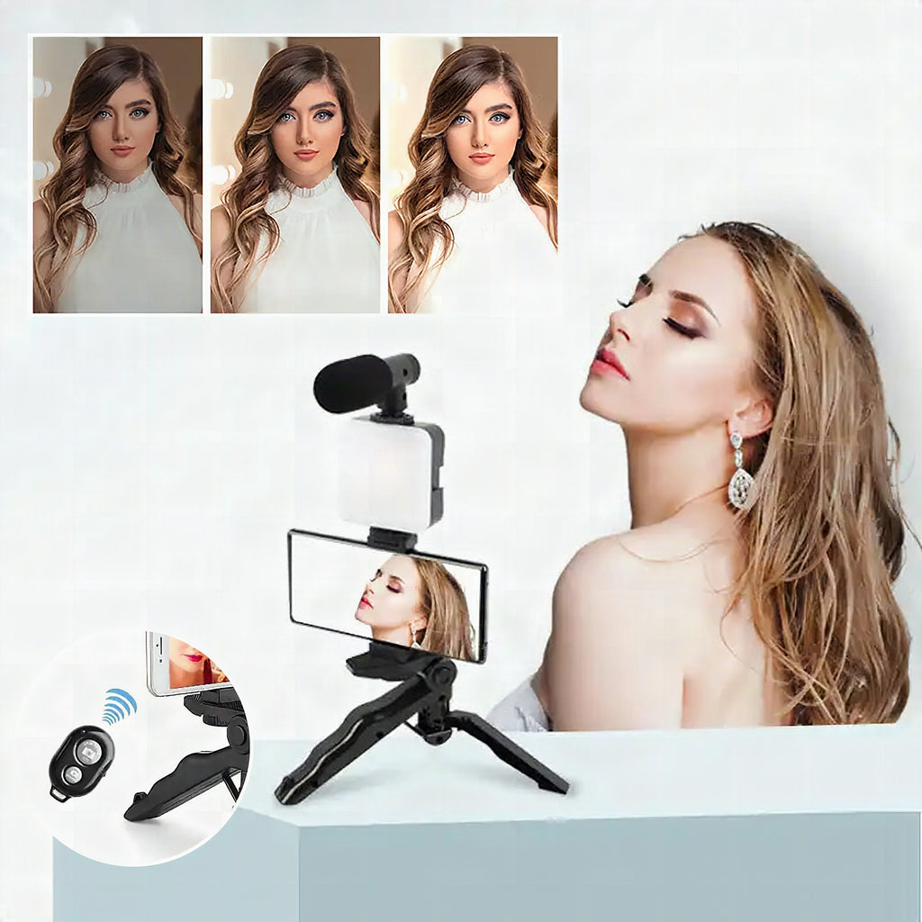 Kit de iluminación con micrófono para vlogging