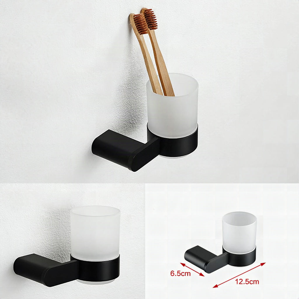 Accesorios de baño contemporáneos en metal negro — pieza individual o set completo