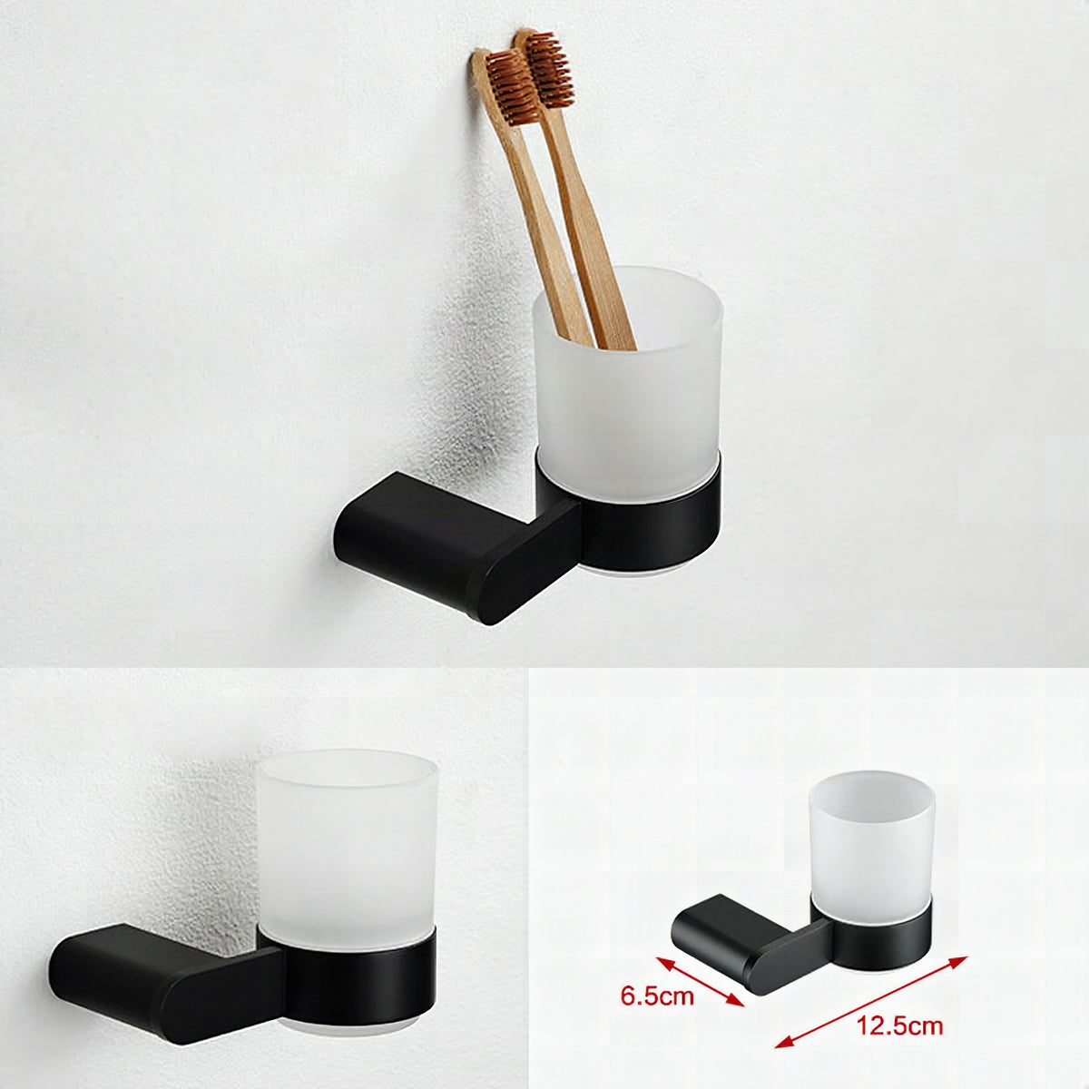 Accesorios de baño contemporáneos en metal negro — pieza individual o set completo