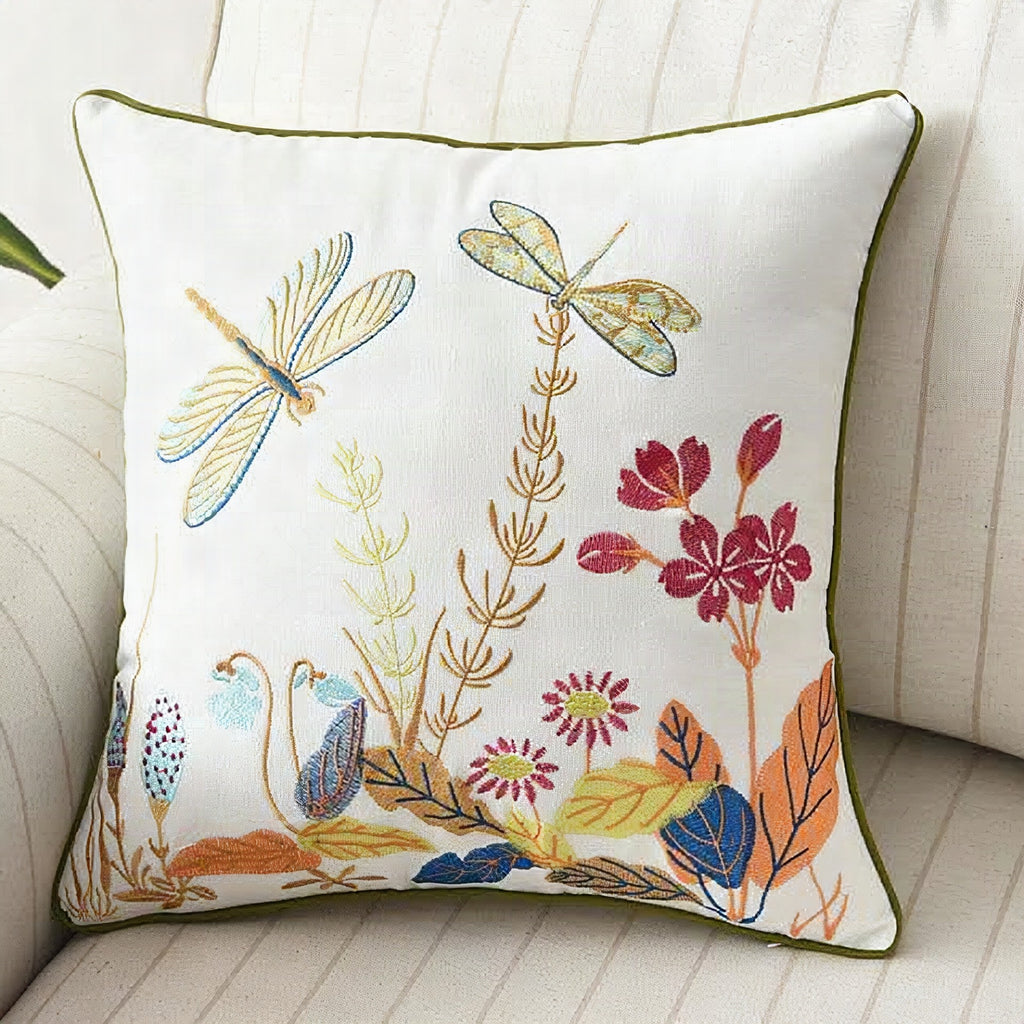 Funda de cojín bordada estilo rústico 45 × 45 cm