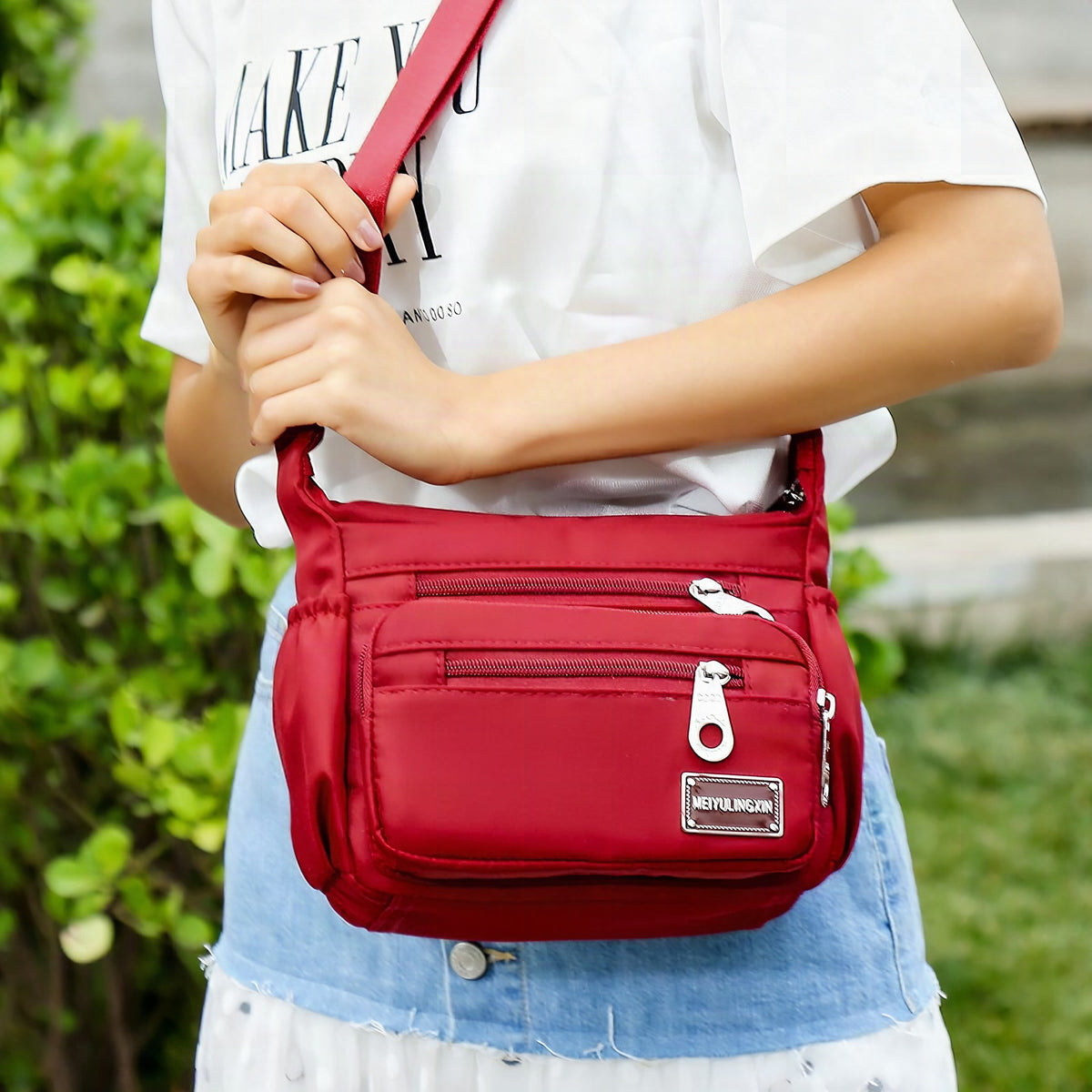 Bolso bandolera casual de nylon para mujer