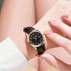 Reloj de cuarzo elegante para mujer con correa de piel sintética