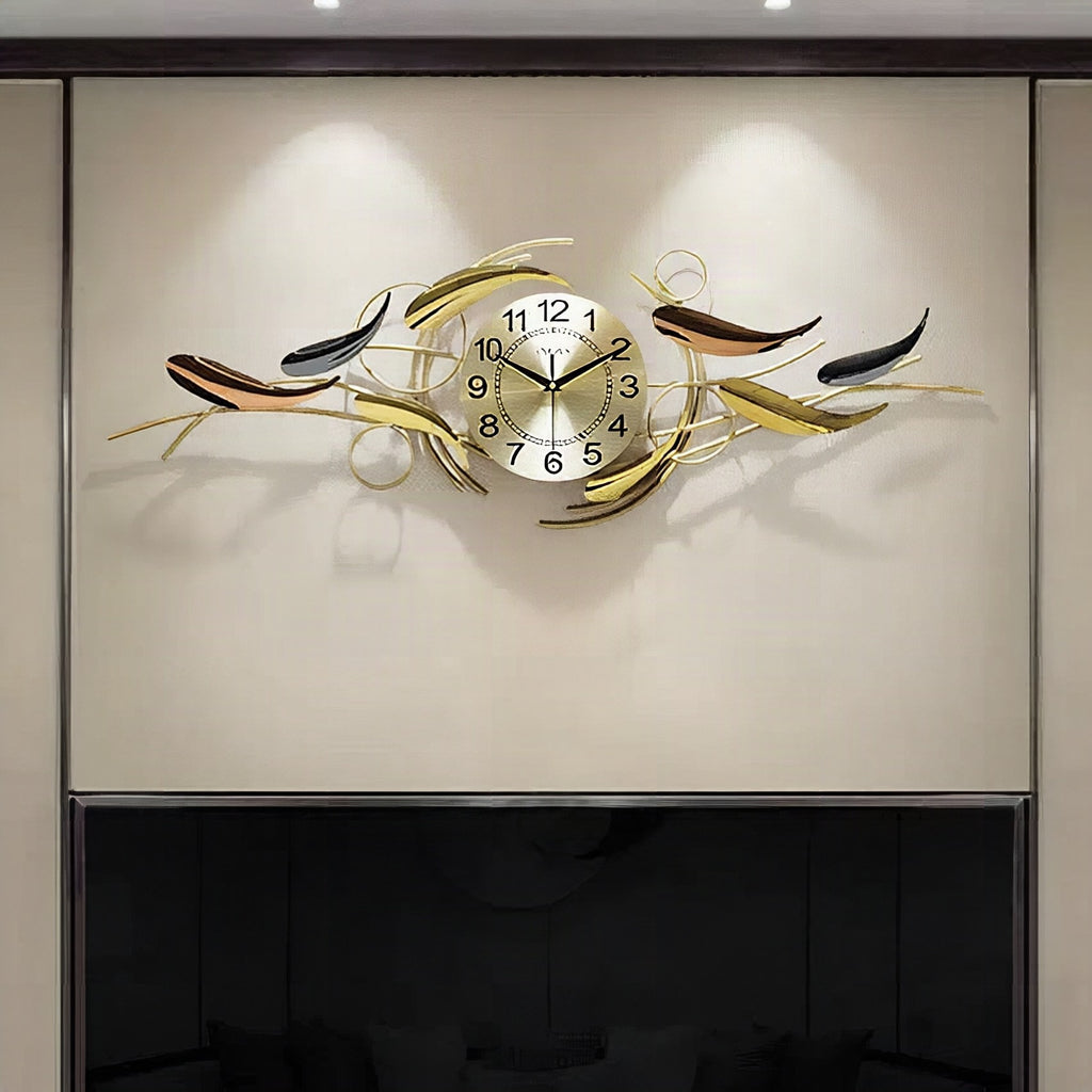 Reloj de pared artístico con motivo de hojas