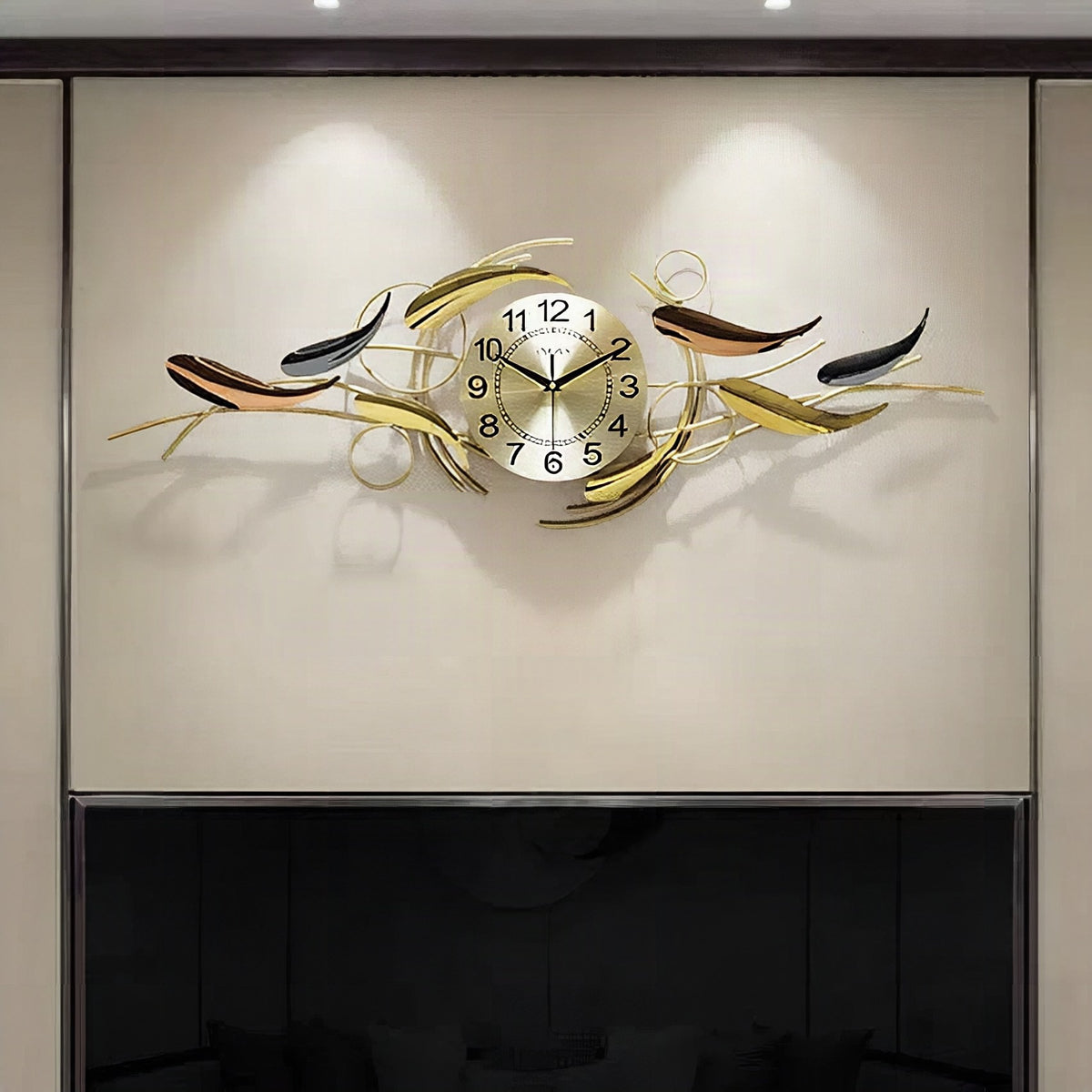 Reloj de pared artístico con motivo de hojas