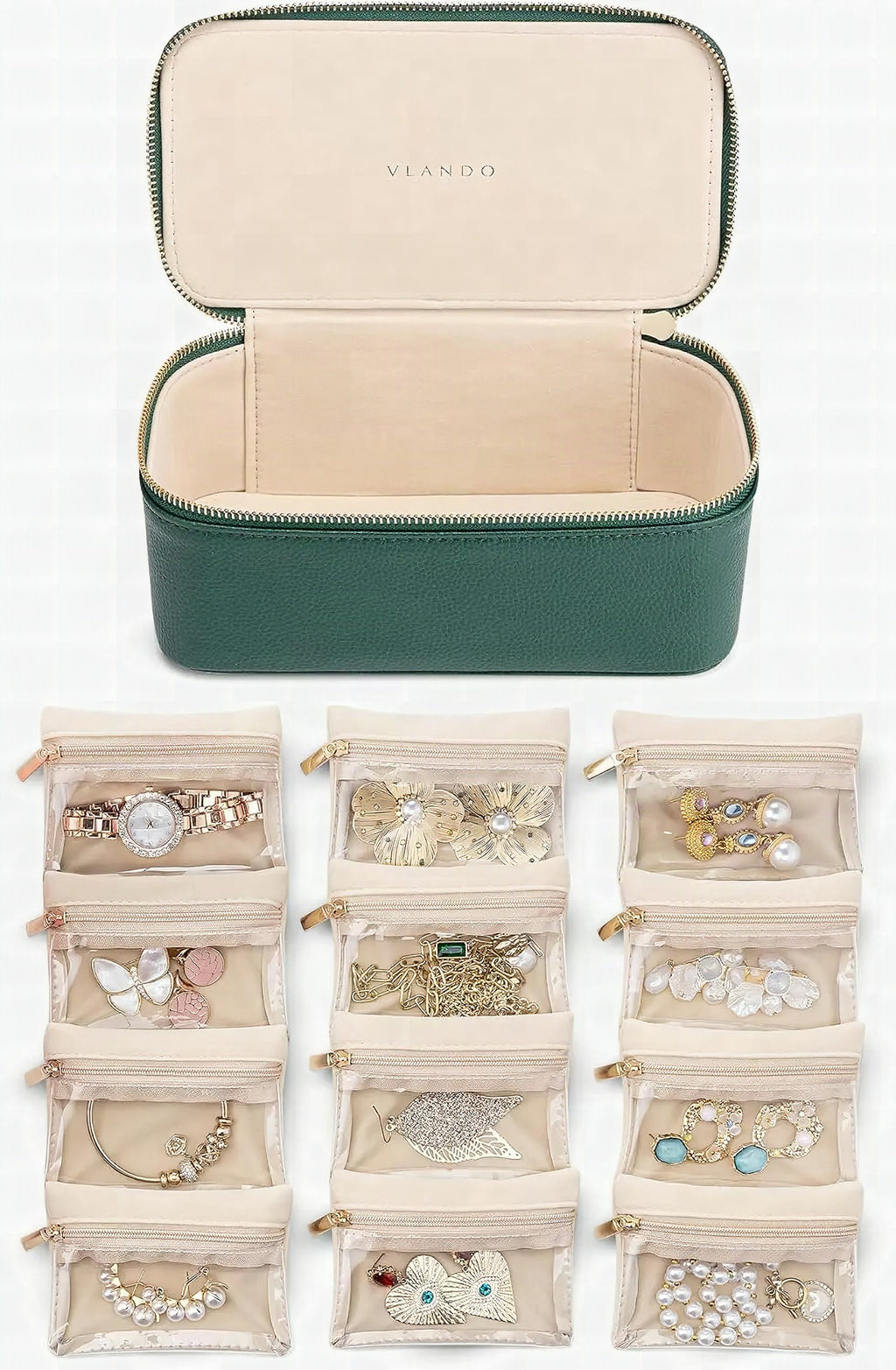Joyero con compartimentos transparentes – organiza y protege tus joyas