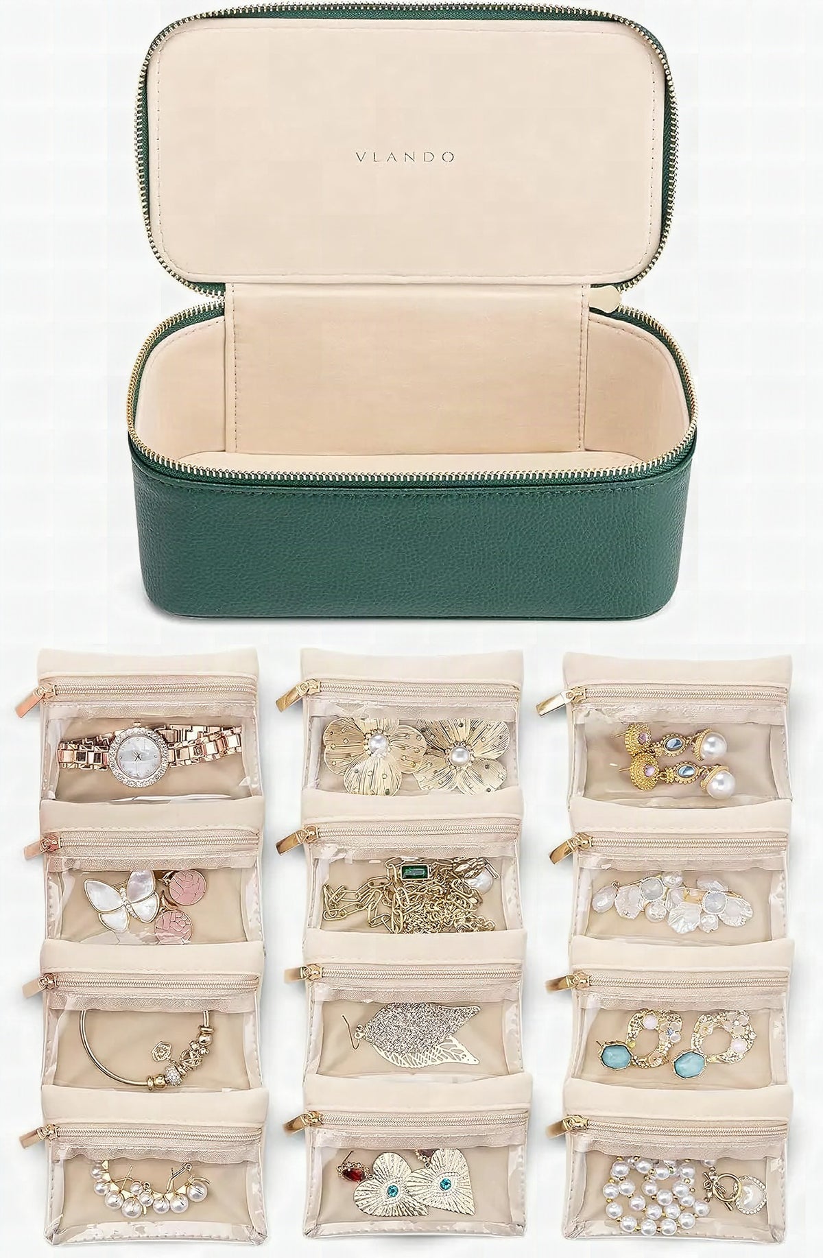 Joyero con compartimentos transparentes – organiza y protege tus joyas