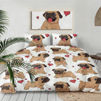 Juego de funda nórdica Pug hippie de dibujos animados – 3 piezas