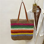 Bolso tote artesanal de materiales sostenibles con rayas de colores
