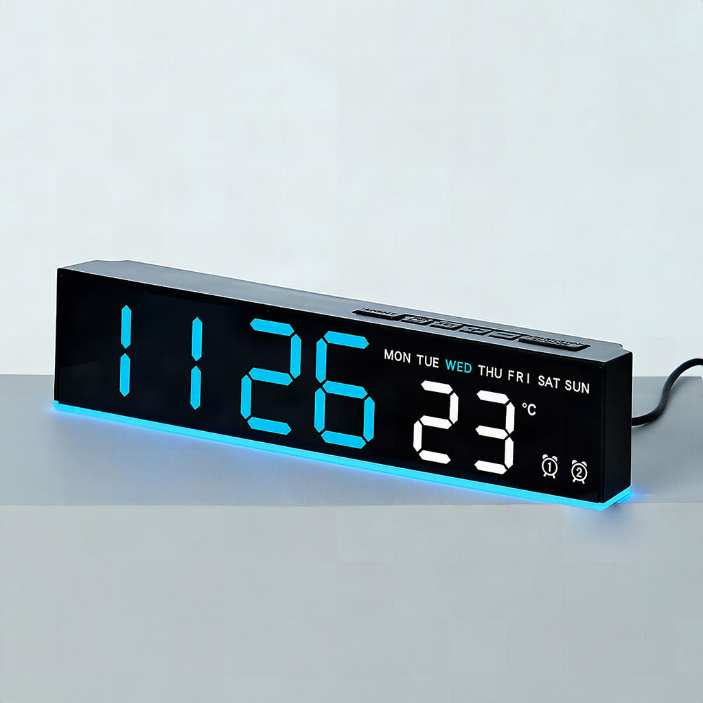 Reloj despertador digital con pantalla LED grande y temperatura