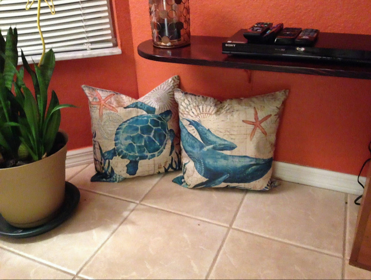 Funda de cojín con motivos marinos para decoración