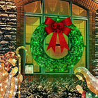 Corona de Navidad iluminada de 50 cm hecha a mano con 140 luces LED