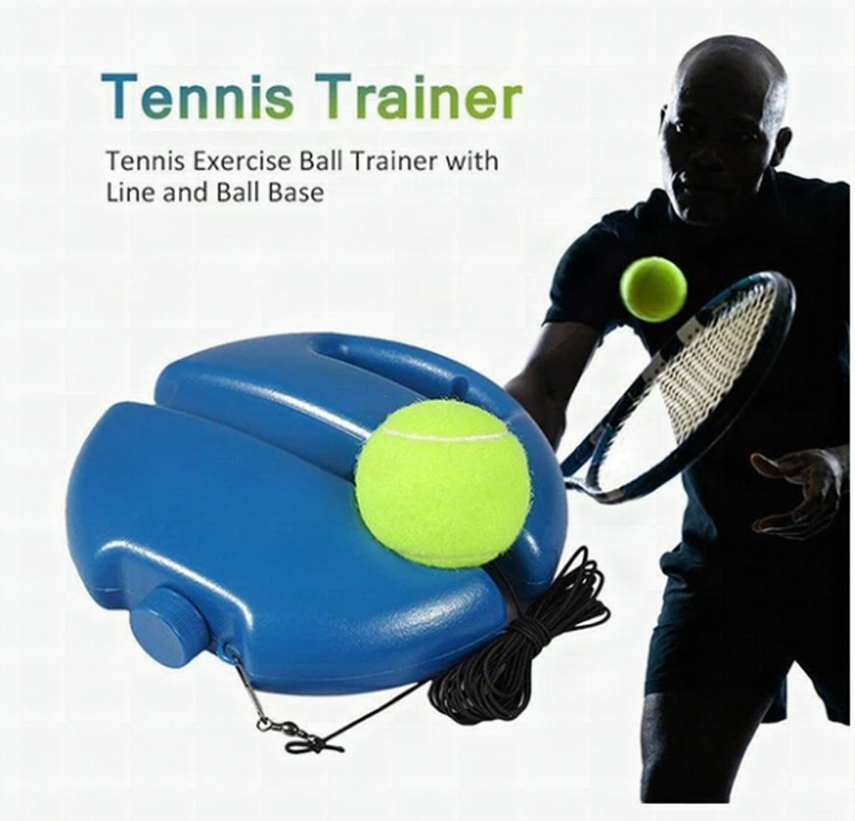 Base de entrenamiento de tenis con pelota y cuerda elástica